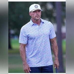 Men's Blue Floral Shirt Jack Golf Apparel MAGA Polo NWT large